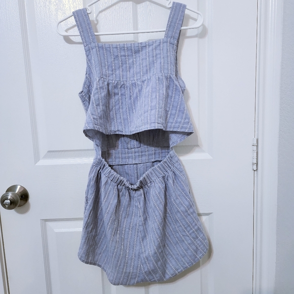 Strappy Pastel Blue Stripe Mini Romper - Picture 10 of 10